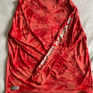 UA Under Armour Fish Long Sleeve Shirt Red 3xl xxxl Heatgear